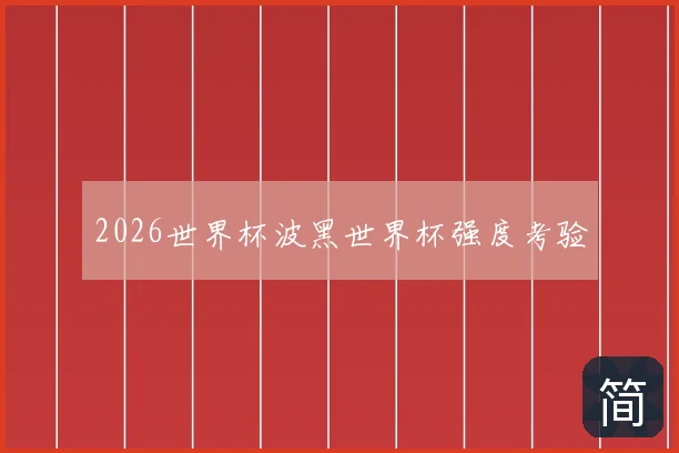 2026世界杯波黑世界杯强度考验